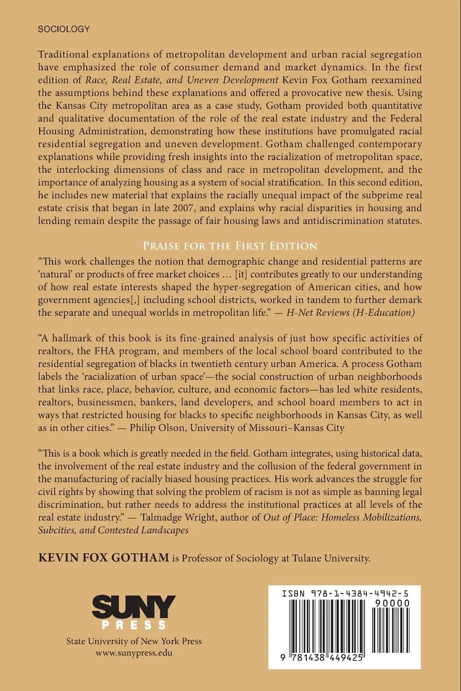 Rückseite: 9781438449425 | Race, Real Estate, and Uneven Development | Kevin Fox Gotham | Buch