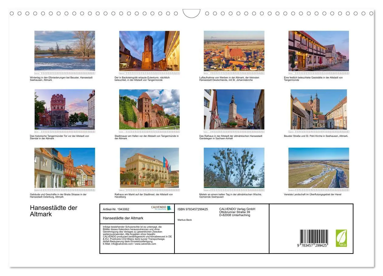 Bild: 9783457299425 | Hansestädte der Altmark (Wandkalender 2026 DIN A3 quer), CALVENDO...