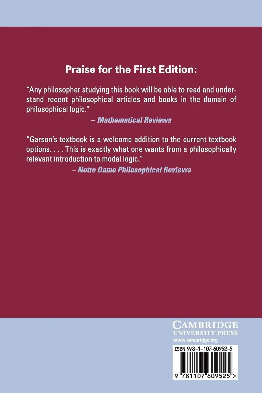 Rückseite: 9781107609525 | Modal Logic for Philosophers | James W. Garson | Taschenbuch | 2014