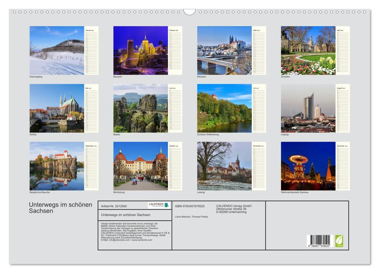 Bild: 9783457979525 | Unterwegs im schönen Sachsen (Wandkalender 2026 DIN A2 quer),...
