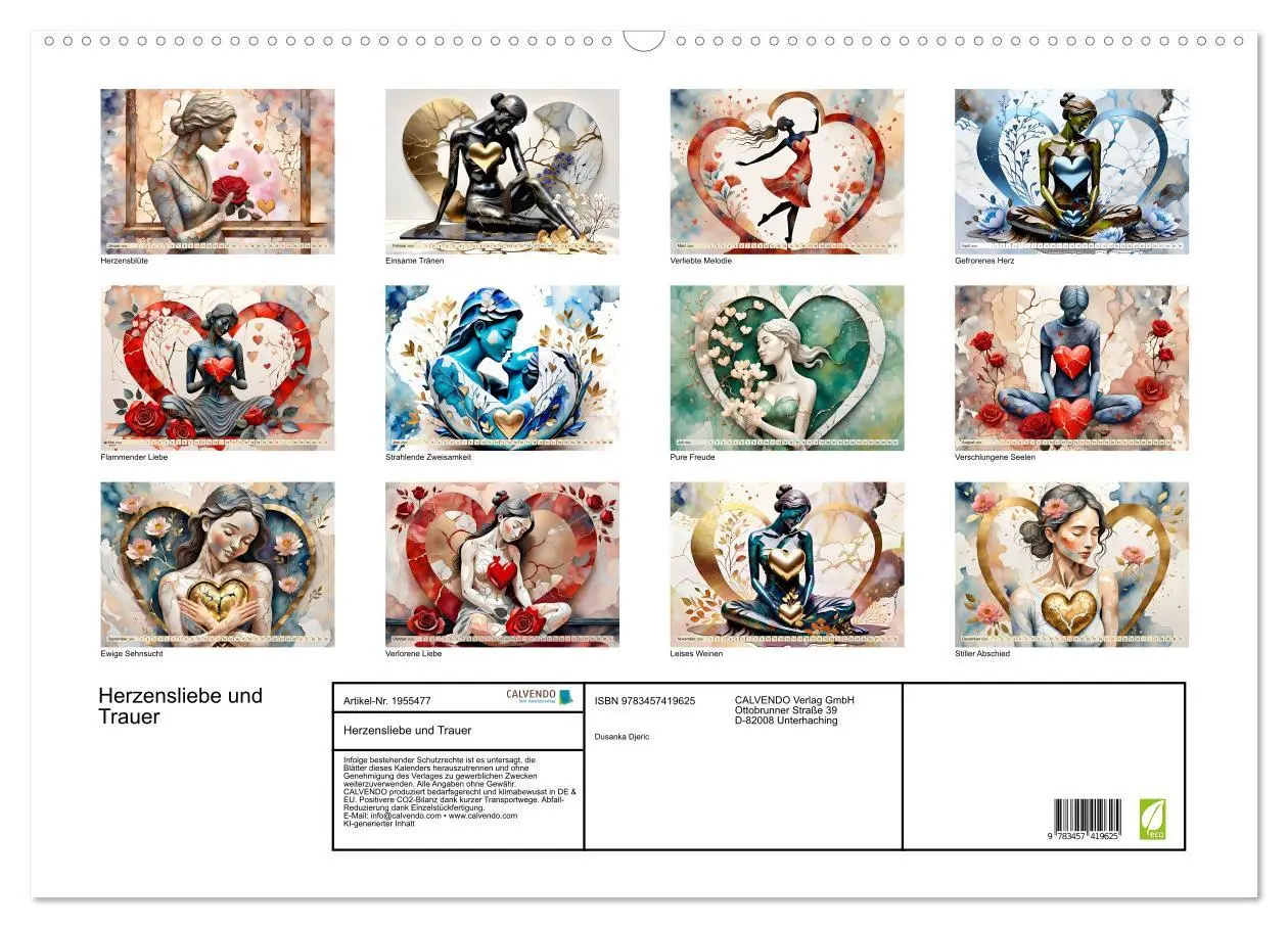 Bild: 9783457419625 | Herzensliebe und Trauer (Wandkalender 2026 DIN A2 quer), CALVENDO...