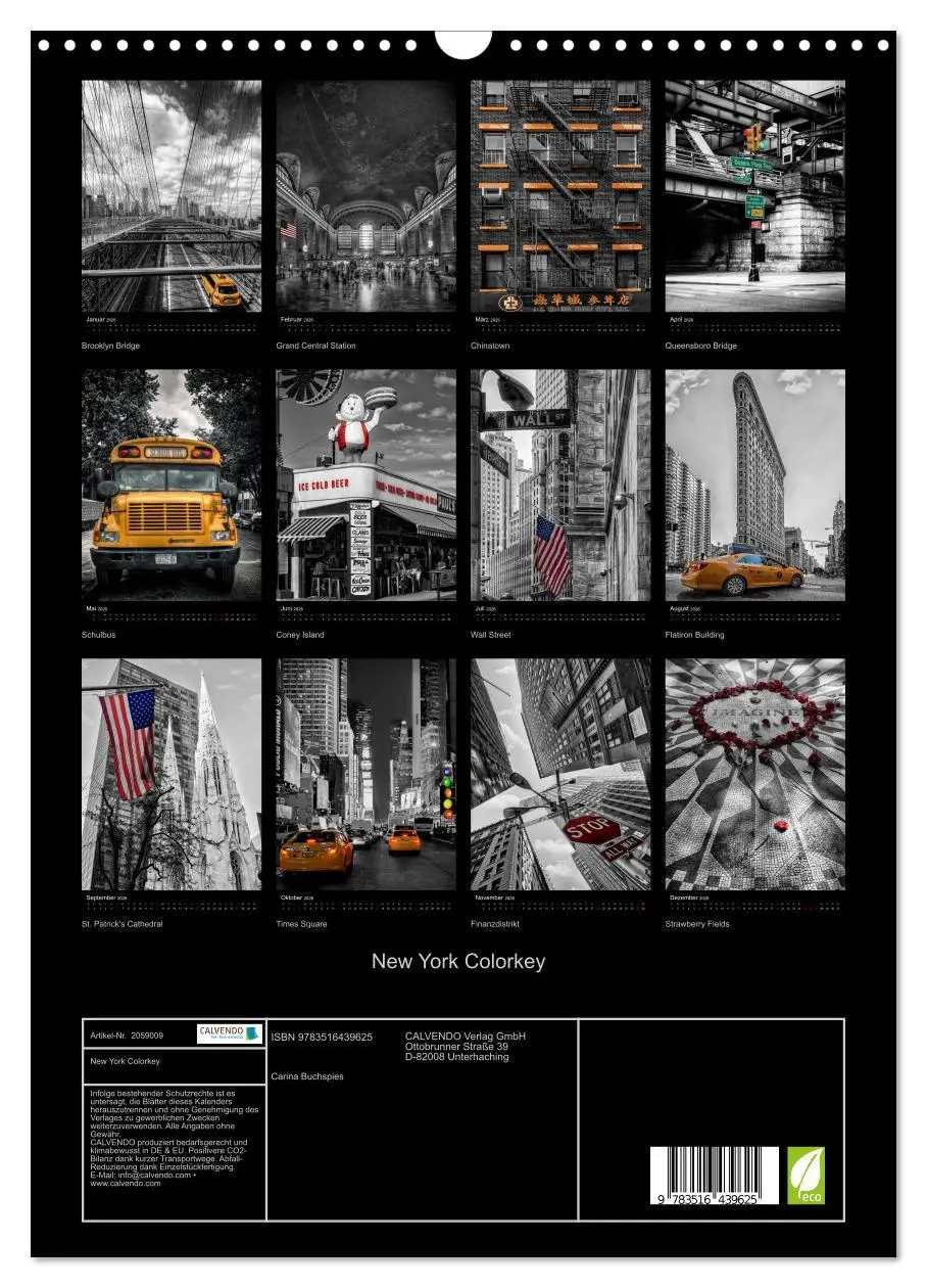 Bild: 9783516439625 | New York Colorkey (Wandkalender 2026 DIN A3 hoch), CALVENDO...
