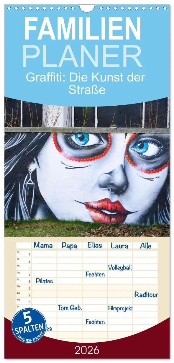 Cover: 9783516509625 | Familienplaner 2026 - Graffiti: Die Kunst der Straße mit 5 Spalten...