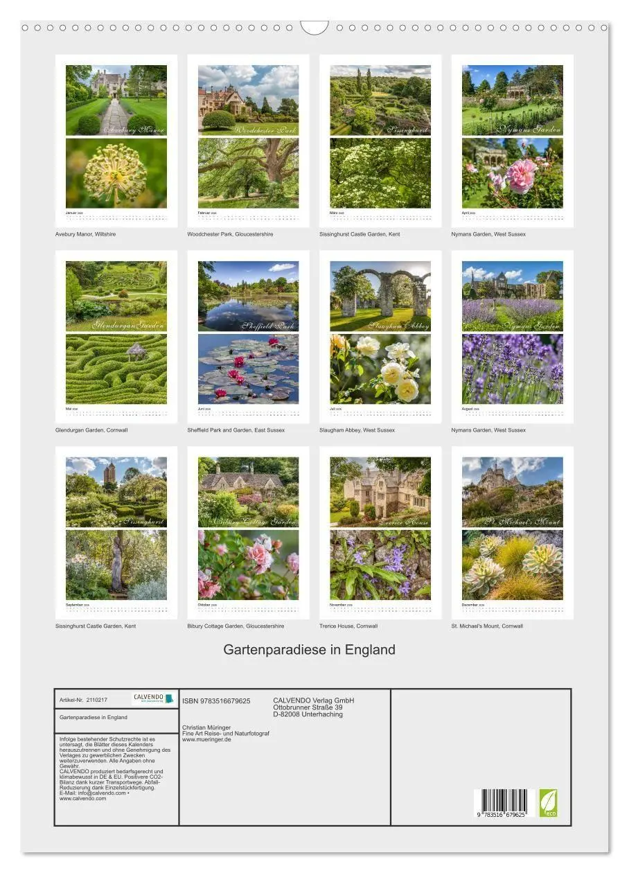 Bild: 9783516679625 | Gartenparadiese in England (Wandkalender 2026 DIN A2 hoch),...