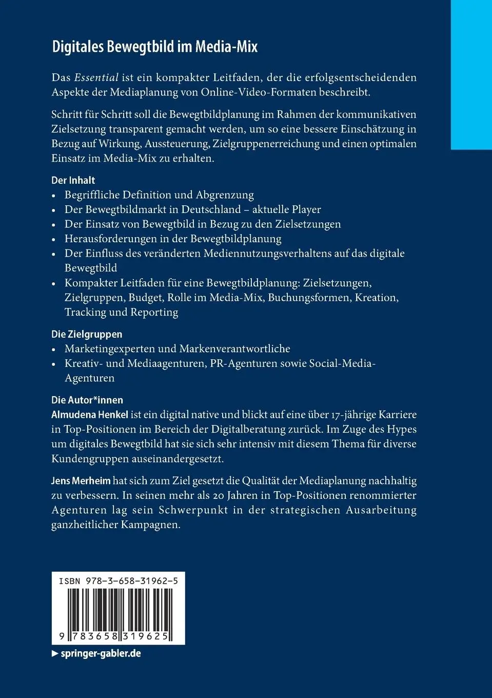 Rückseite: 9783658319625 | Digitales Bewegtbild im Media-Mix | Jens Merheim (u. a.) | Taschenbuch