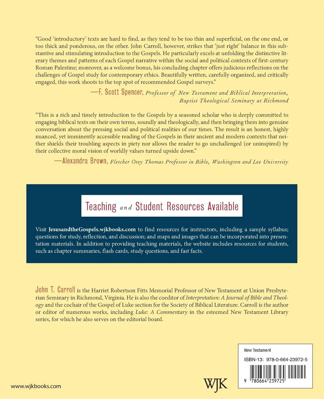 Rückseite: 9780664239725 | Jesus and the Gospels | John T. Carroll | Taschenbuch | Englisch