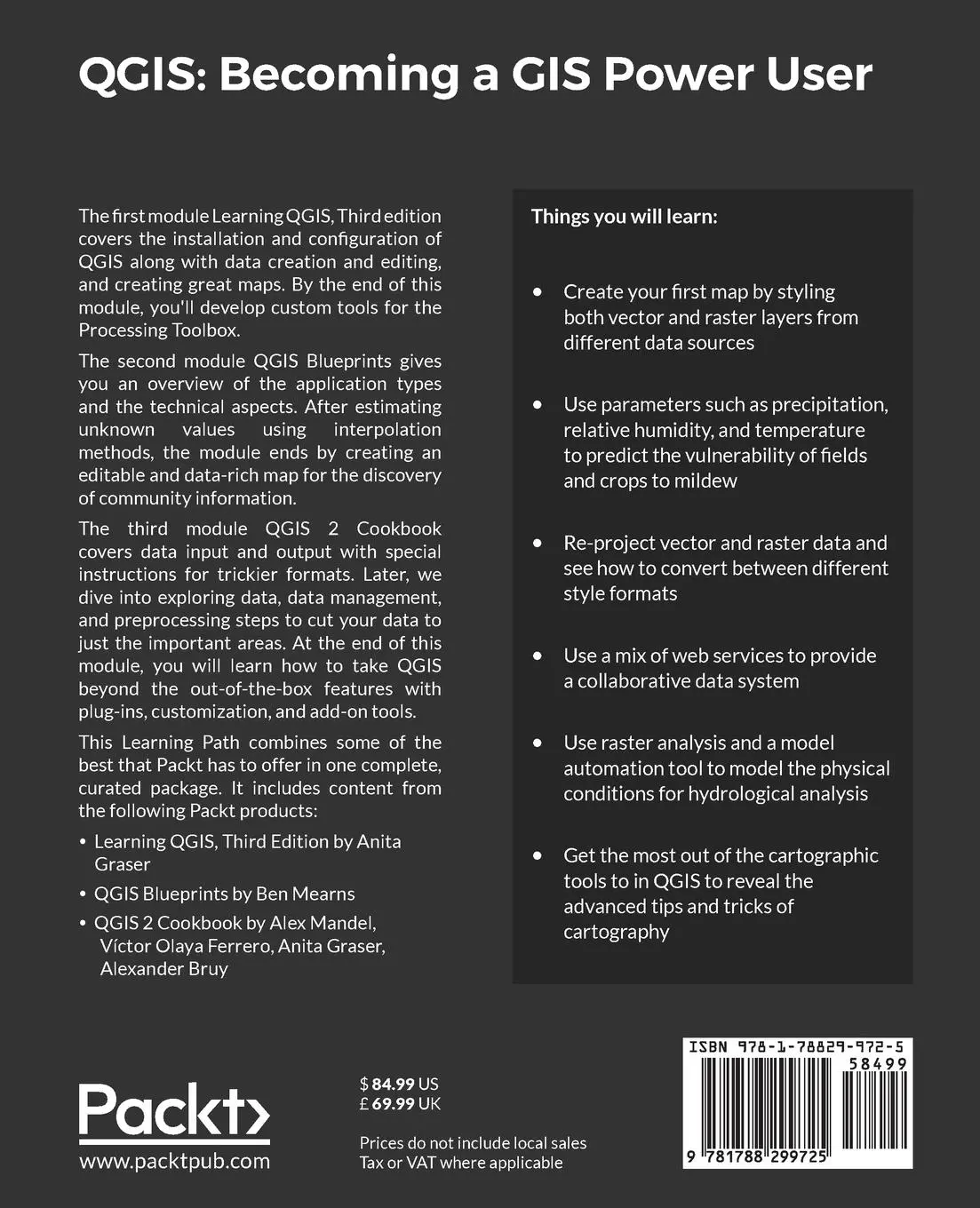 Rückseite: 9781788299725 | QGIS | Ben Mearns (u. a.) | Taschenbuch | Kartoniert / Broschiert