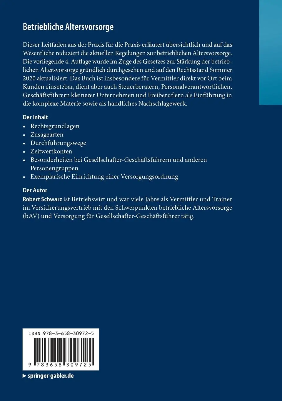 Rückseite: 9783658309725 | Betriebliche Altersvorsorge | Leitfaden für die Praxis | Schwarz | xii