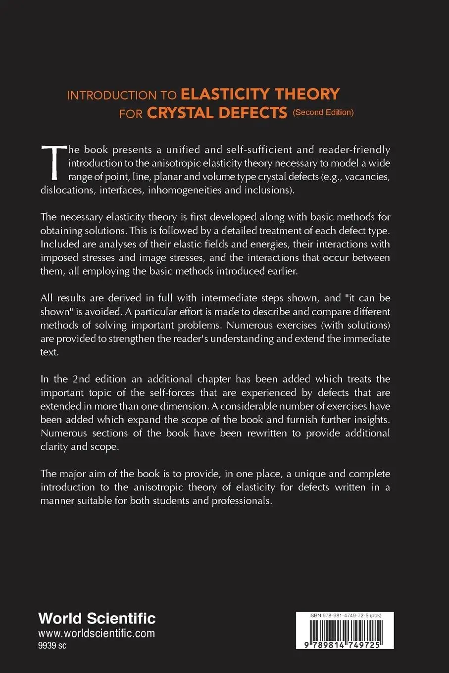 Rückseite: 9789814749725 | INTRO ELAS THEO CRYS (2ND ED) | Robert W Balluffi | Taschenbuch | 2016