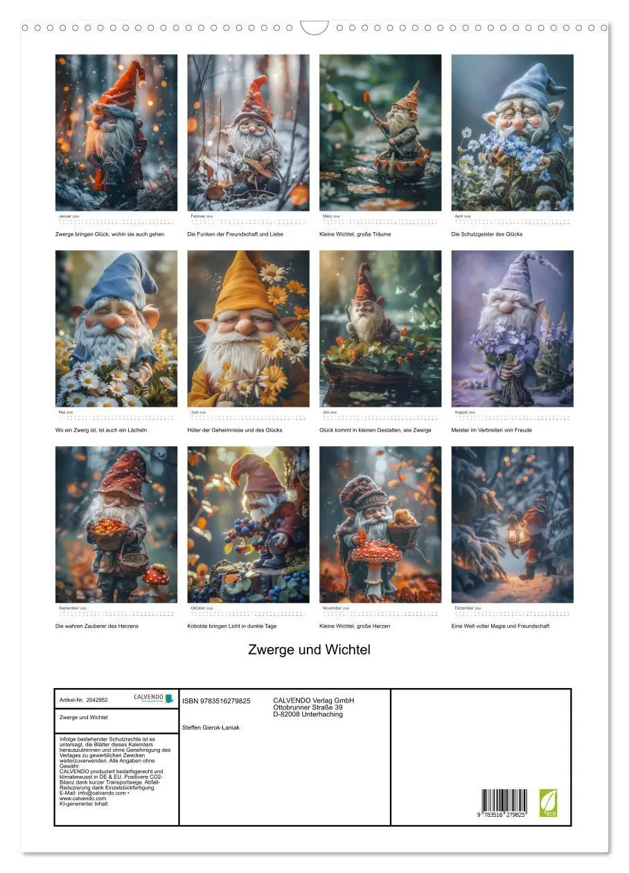 Bild: 9783516279825 | Zwerge und Wichtel (Wandkalender 2026 DIN A2 hoch), CALVENDO...