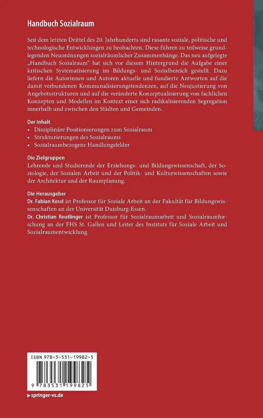 Rückseite: 9783531199825 | Handbuch Sozialraum | Grundlagen für den Bildungs- und Sozialbereich