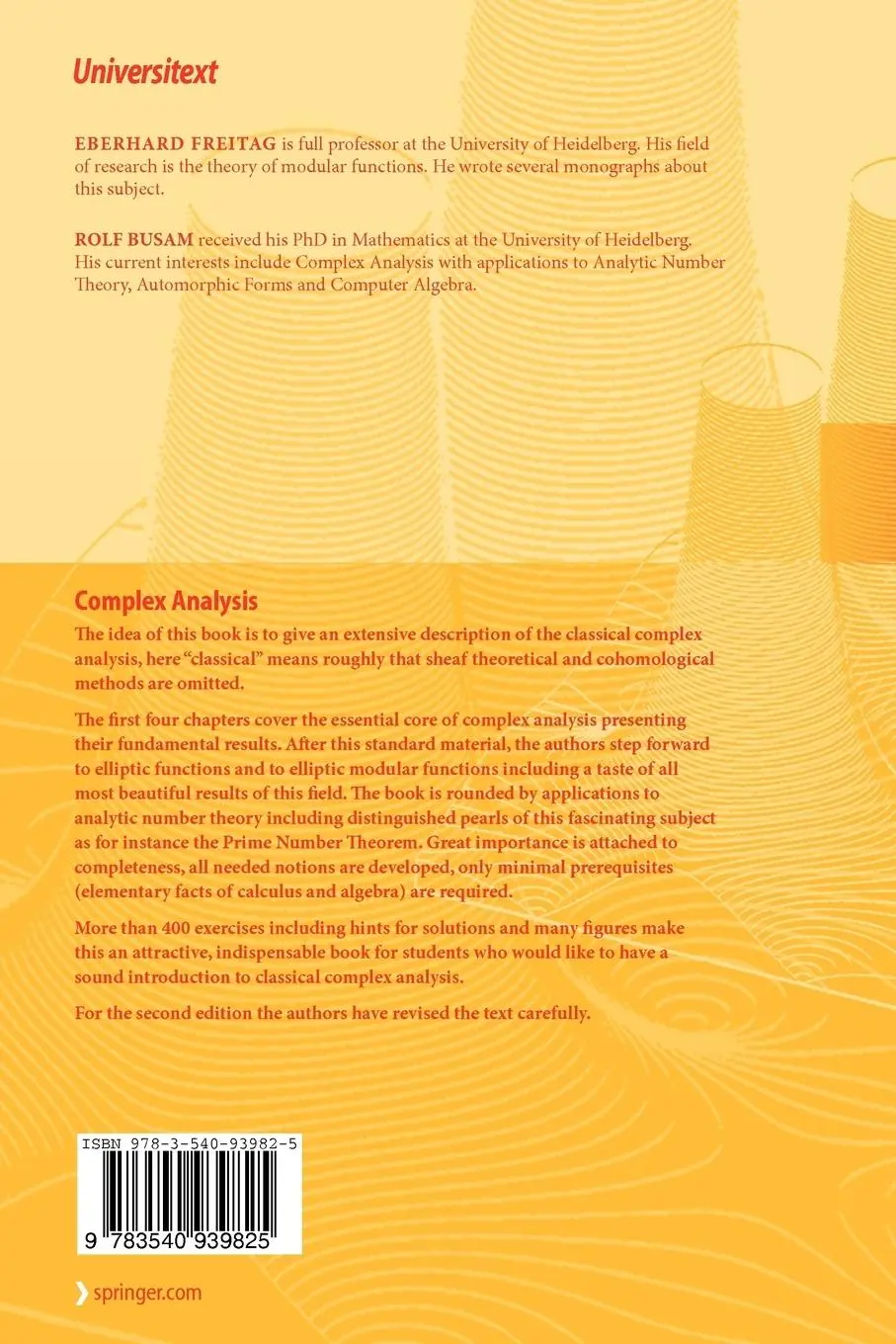 Rückseite: 9783540939825 | Complex Analysis | Rolf Busam (u. a.) | Taschenbuch | x | Englisch