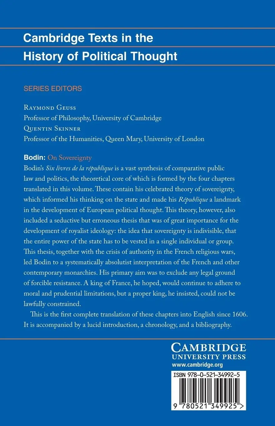 Rückseite: 9780521349925 | Bodin | On Sovereignty | Jean Bodin (u. a.) | Taschenbuch | Englisch