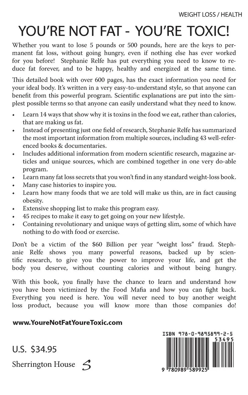 Rückseite: 9780989589925 | You're Not Fat. You're Toxic. | Stephanie Relfe | Buch | Gebunden