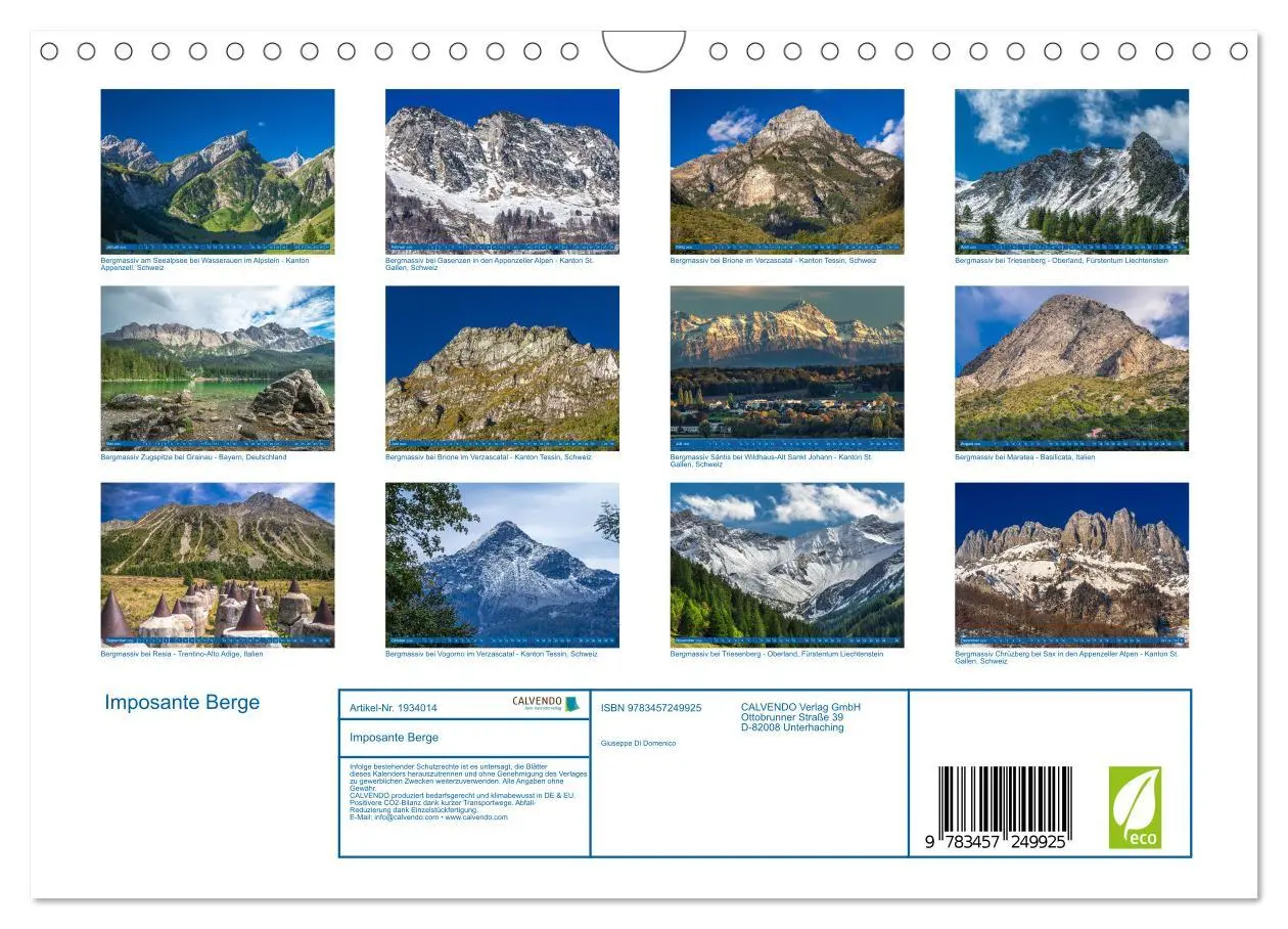 Bild: 9783457249925 | Imposante Berge (Wandkalender 2026 DIN A4 quer), CALVENDO...