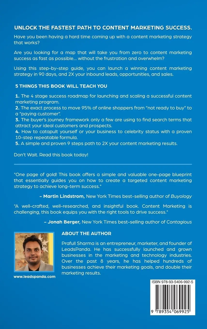 Rückseite: 9789354069925 | The One-Page Content Marketing Blueprint | Prafull Sharma | Buch