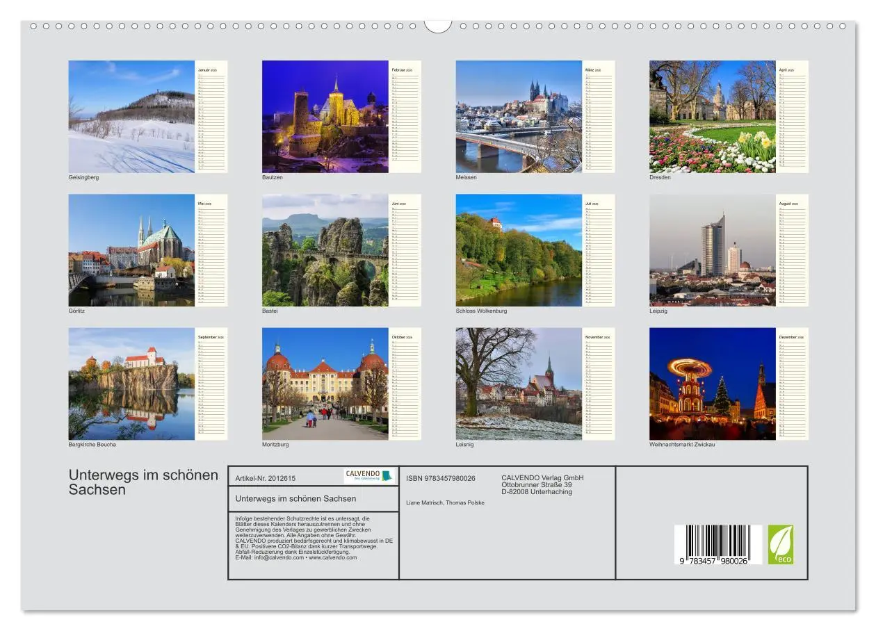 Bild: 9783457980026 | Unterwegs im schönen Sachsen (hochwertiger Premium Wandkalender...