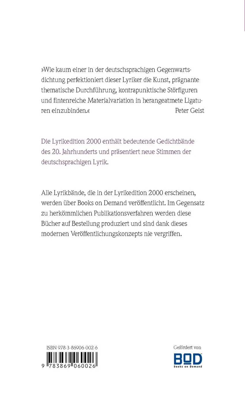Rückseite: 9783869060026 | Der Schaum und die Zeichnung vom Pferd | Gedichte | Thomas Kunst