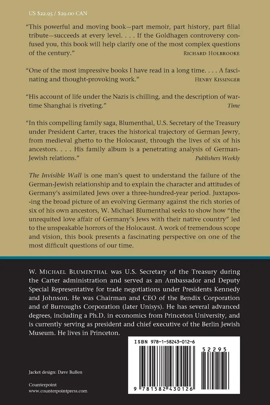 Rückseite: 9781582430126 | The Invisible Wall | Germans and Jews: A Personal Exploration | Buch