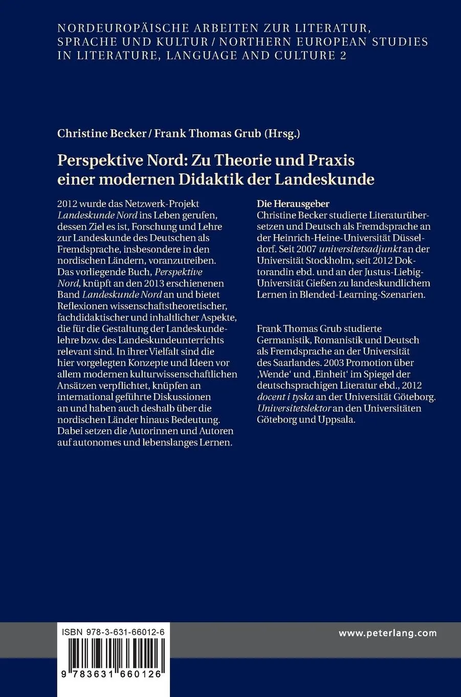 Rückseite: 9783631660126 | Perspektive Nord: Zu Theorie und Praxis einer modernen Didaktik der...