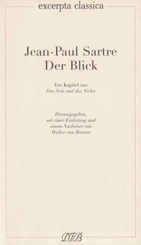 Cover: 9783871620126 | Der Blick | Jean-Paul Sartre | Taschenbuch | Kartoniert / Broschiert