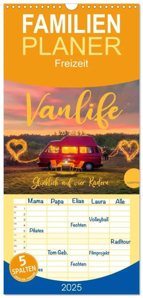 Cover: 9783457100226 | Familienplaner 2025 - Vanlife - Glücklich auf vier Rädern mit 5...