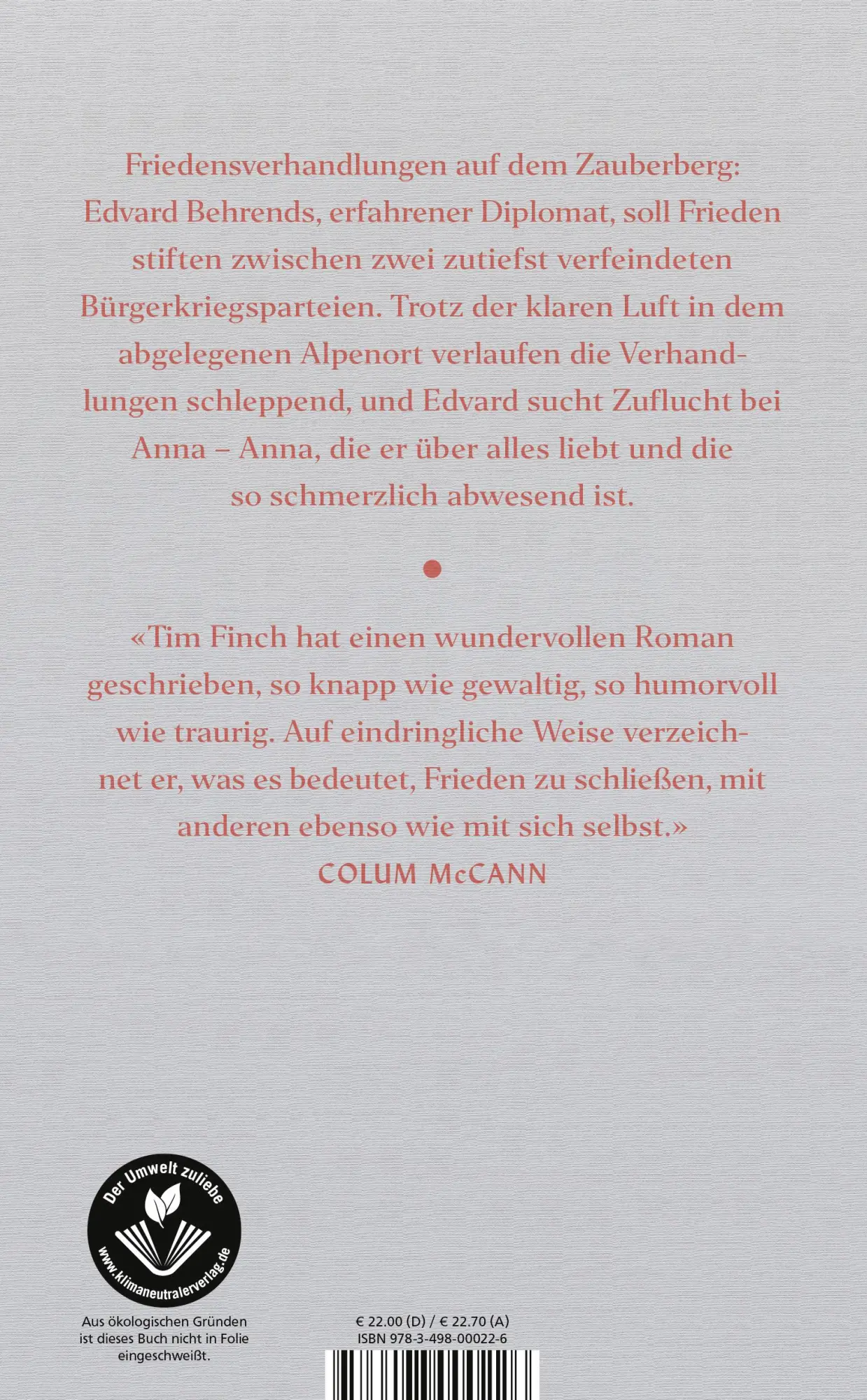Rückseite: 9783498000226 | Friedensgespräche | Tim Finch | Buch | 224 S. | Deutsch | 2022
