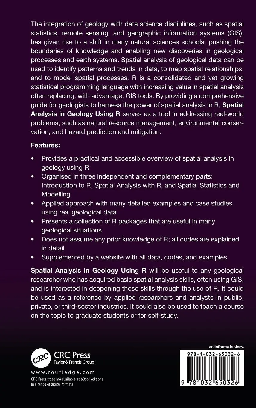 Rückseite: 9781032650326 | Spatial Analysis in Geology Using R | Pedro M. Nogueira | Buch | 2024