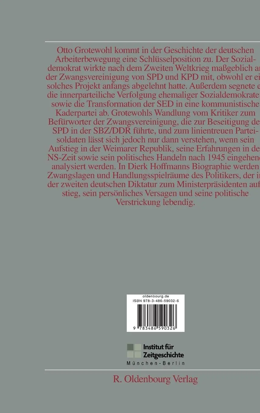 Rückseite: 9783486590326 | Otto Grotewohl (1894-1964) | Dierk Hoffmann | Buch | VIII | Deutsch