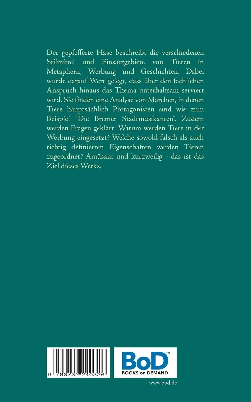 Rückseite: 9783732240326 | Der gepfefferte Hase | Die Bedeutung von Tieren in Metaphern | Koch