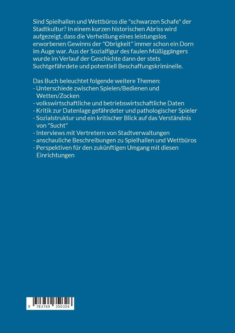 Rückseite: 9783769350326 | Spielhallen und Wettbüros | Die "schwarzen Schafe" der Stadtkultur