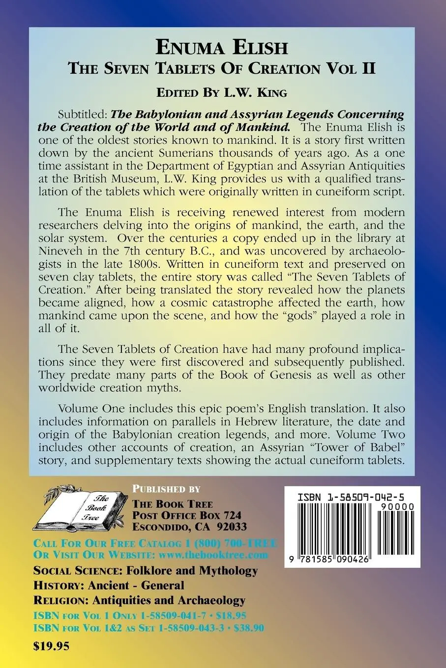 Rückseite: 9781585090426 | Enuma Elish | The Seven Tablets of Creation Volume 2 | L. W. King