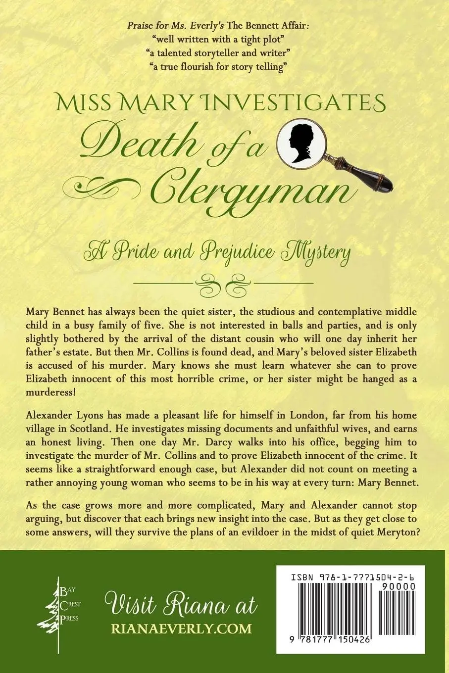 Rückseite: 9781777150426 | Death of a Clergyman | A Pride and Prejudice Mystery | Riana Everly