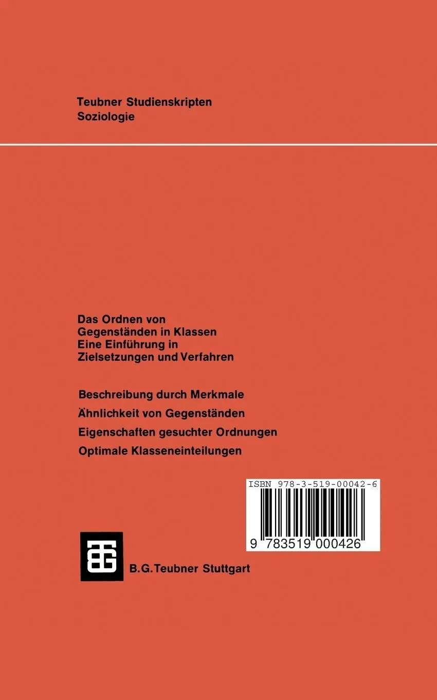 Rückseite: 9783519000426 | Empirische Verfahren zur Klassifikation | W Sodeur | Taschenbuch | i