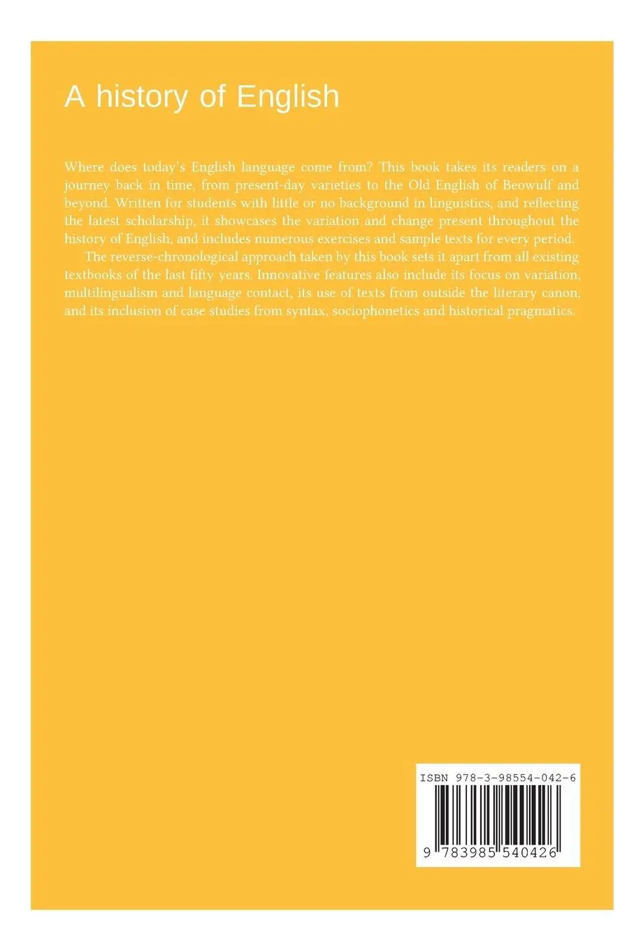 Rückseite: 9783985540426 | A history of English | Mí¿a Hejná (u. a.) | Buch | Gebunden | Englisch