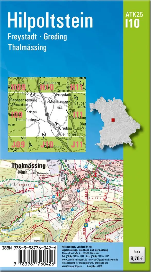 Rückseite: 9783987760426 | ATK25-I10 Hilpoltstein (Amtliche Topographische Karte 1:25000) | 2024