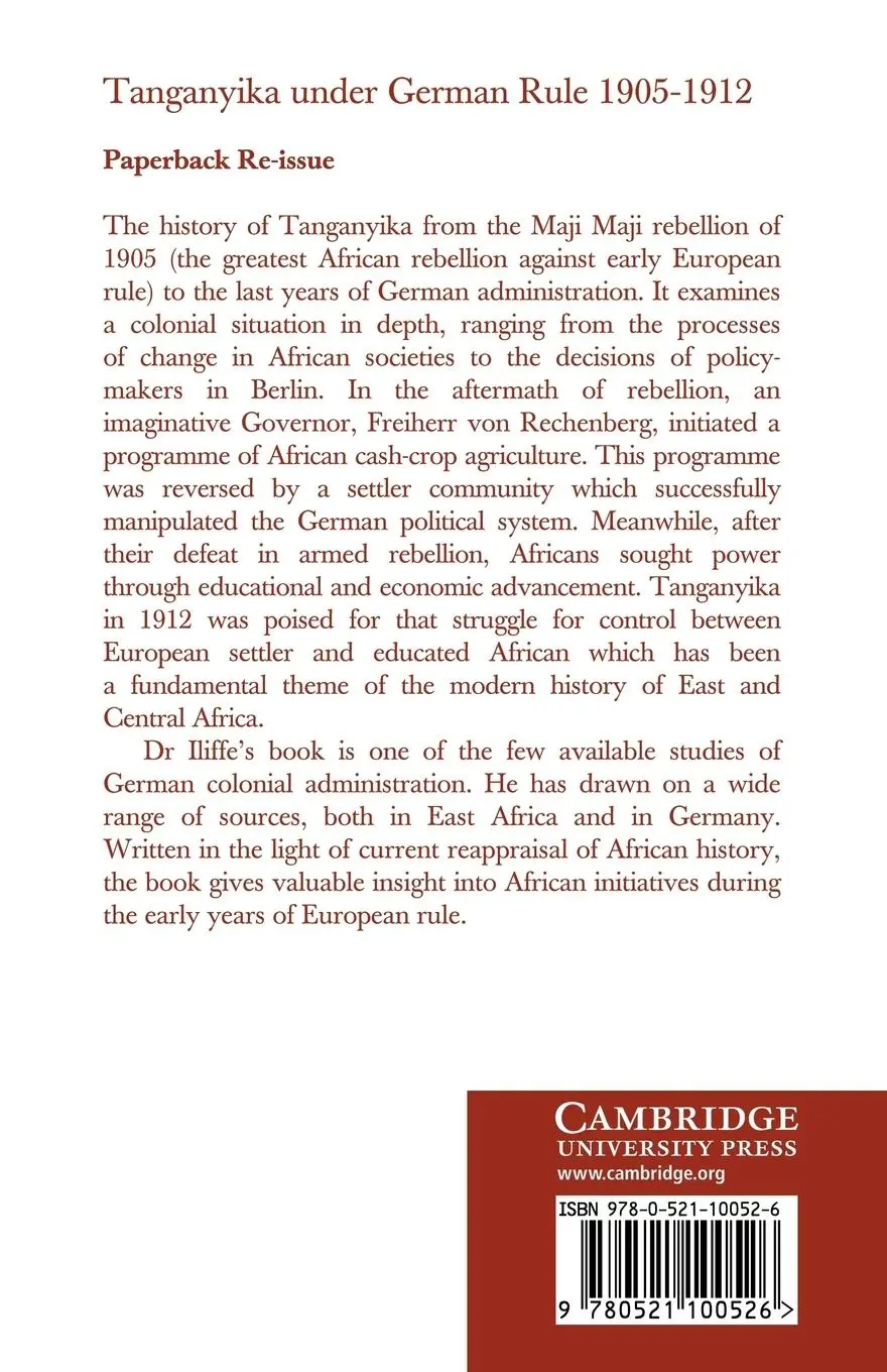 Rückseite: 9780521100526 | Tanganyika Under German Rule 1905 1912 | John Iliffe | Taschenbuch