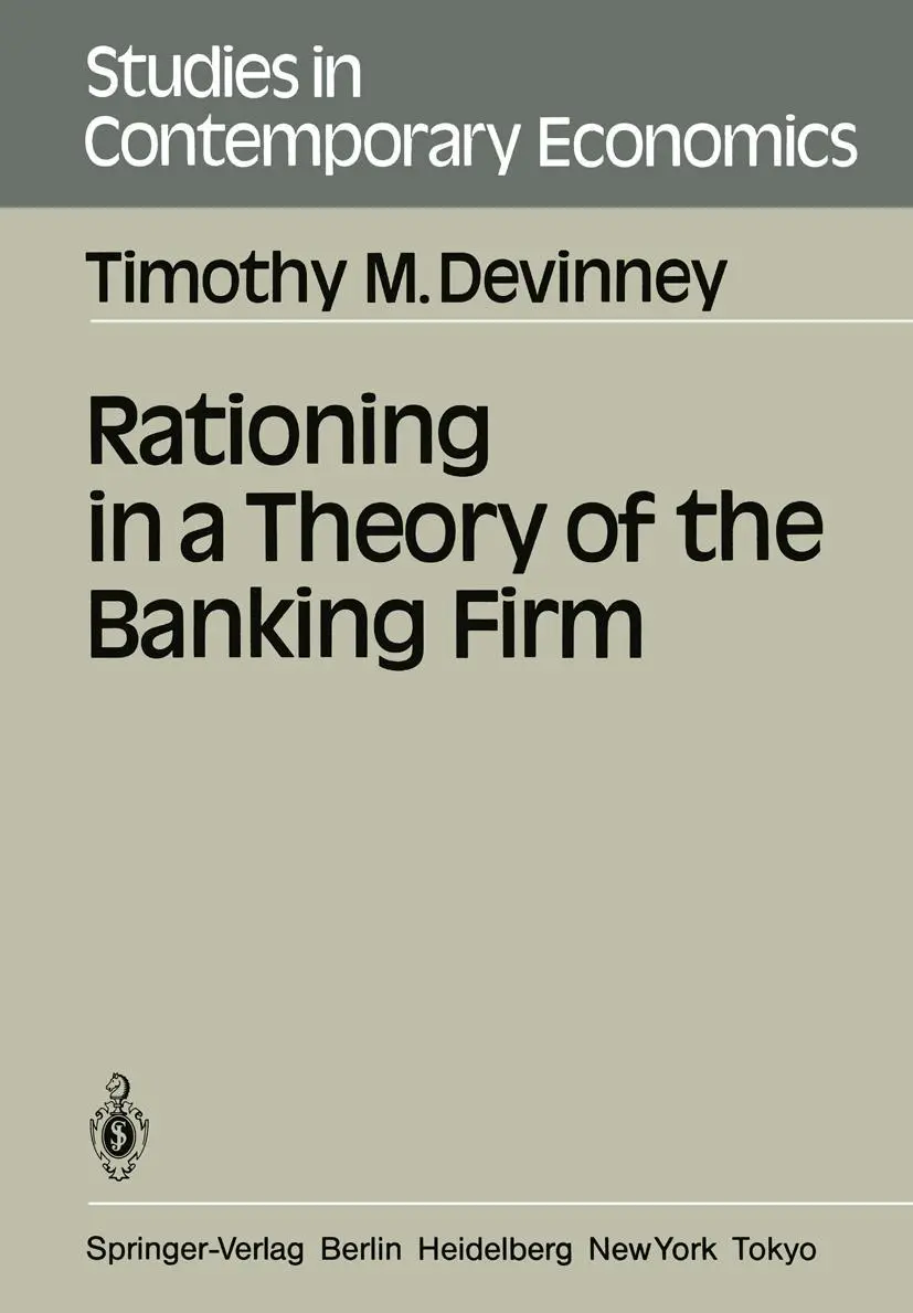 Cover: 9783540160526 | Rationing in a Theory of the Banking Firm | Timothy M. Devinney | Buch