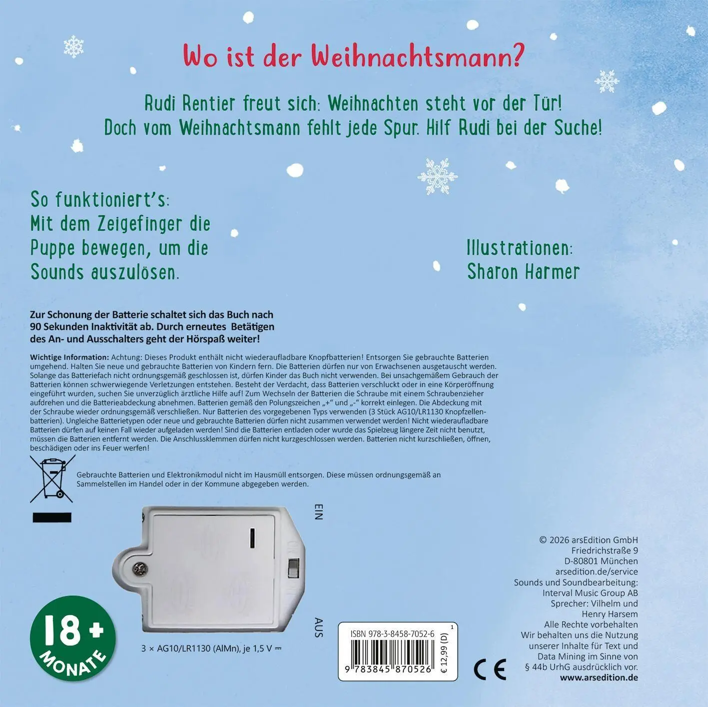 Rückseite: 9783845870526 | Meine sprechende Fingerpuppe: Rudi Rentier | Sharon Harmer | Buch