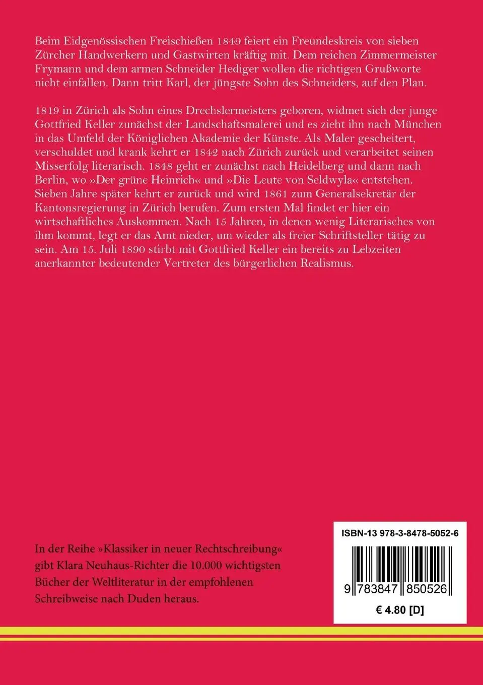 Rückseite: 9783847850526 | Das Fähnlein der sieben Aufrechten | Gottfried Keller | Taschenbuch