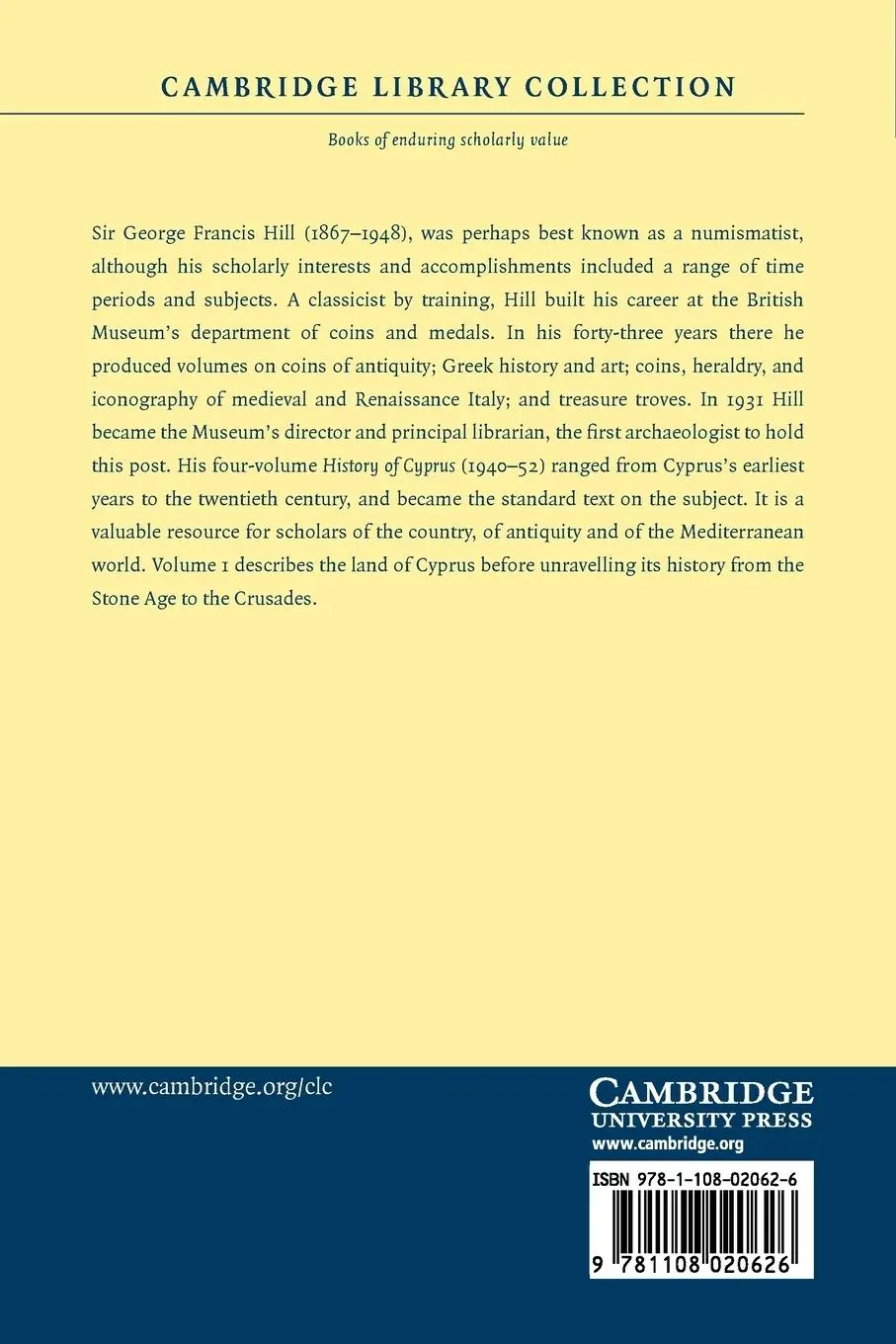 Rückseite: 9781108020626 | A History of Cyprus - Volume 1 | George Hill | Taschenbuch | Englisch