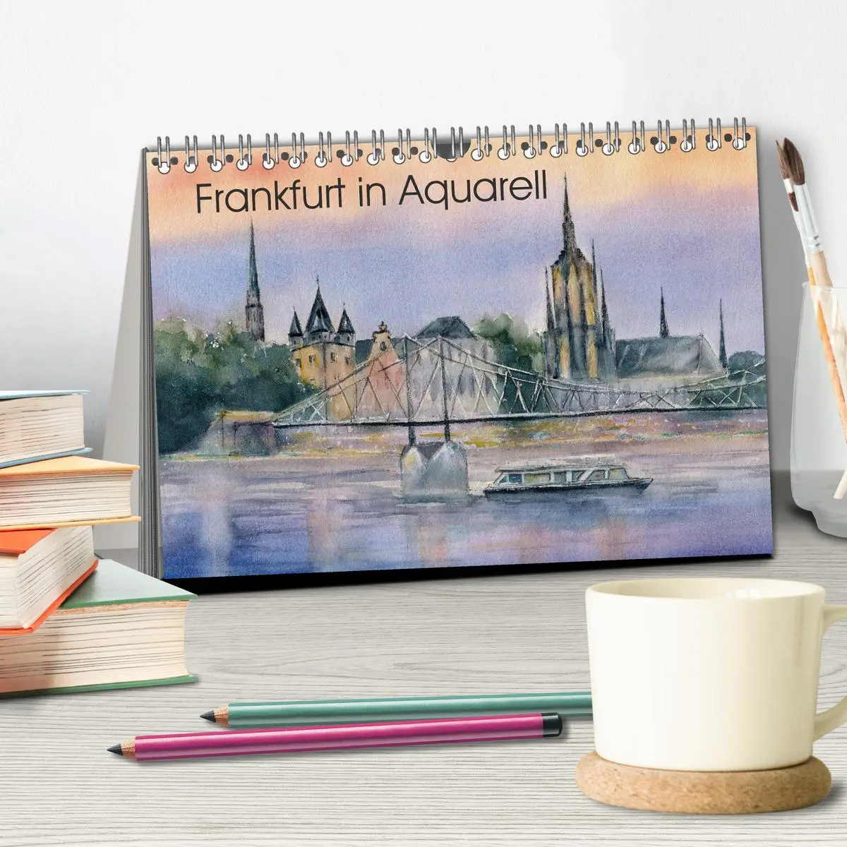 Bild: 9783457780626 | Frankfurt in Aquarell (Tischkalender 2026 DIN A5 quer), CALVENDO...