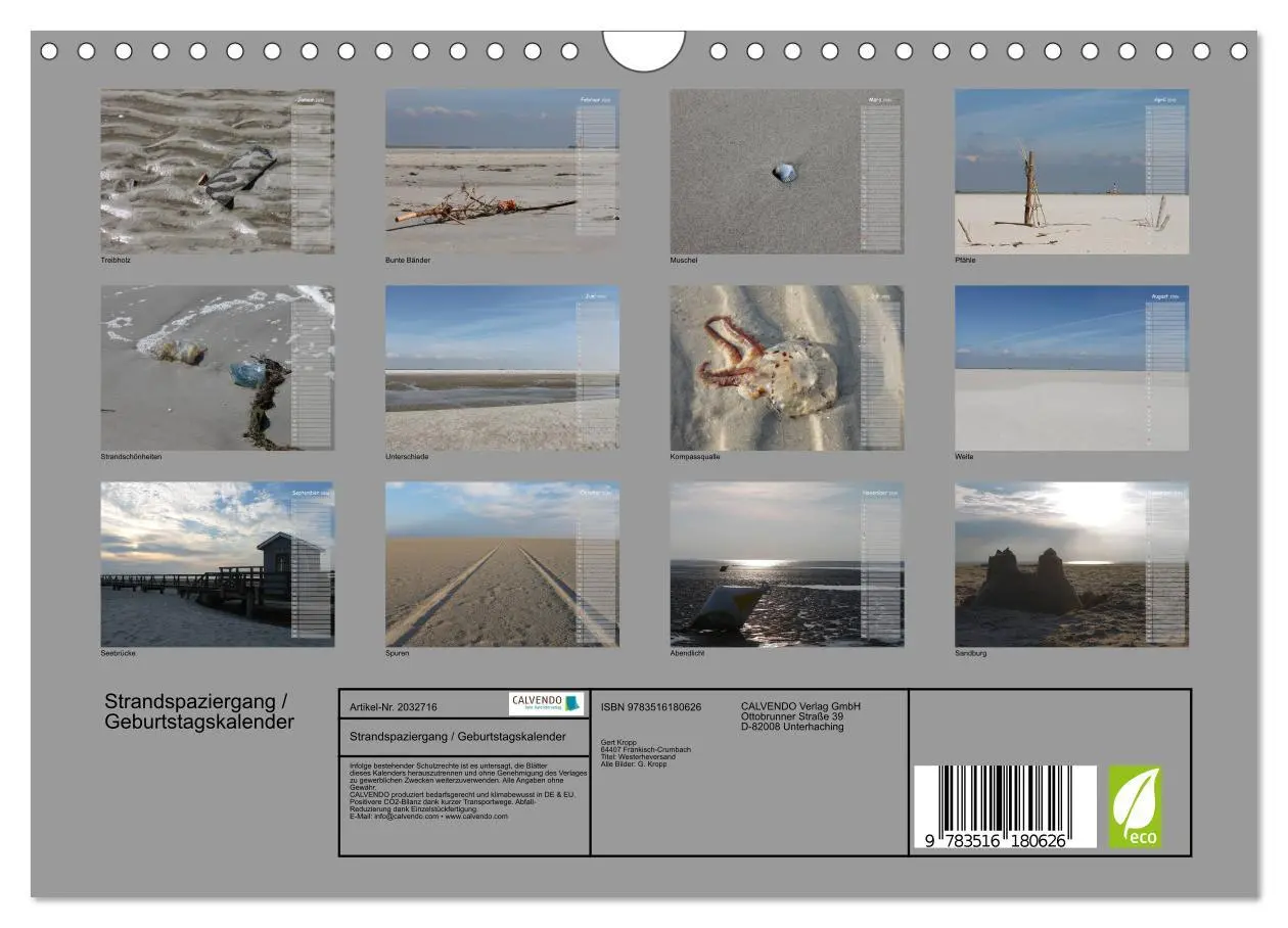 Bild: 9783516180626 | Strandspaziergang / Geburtstagskalender (Wandkalender 2026 DIN A4...