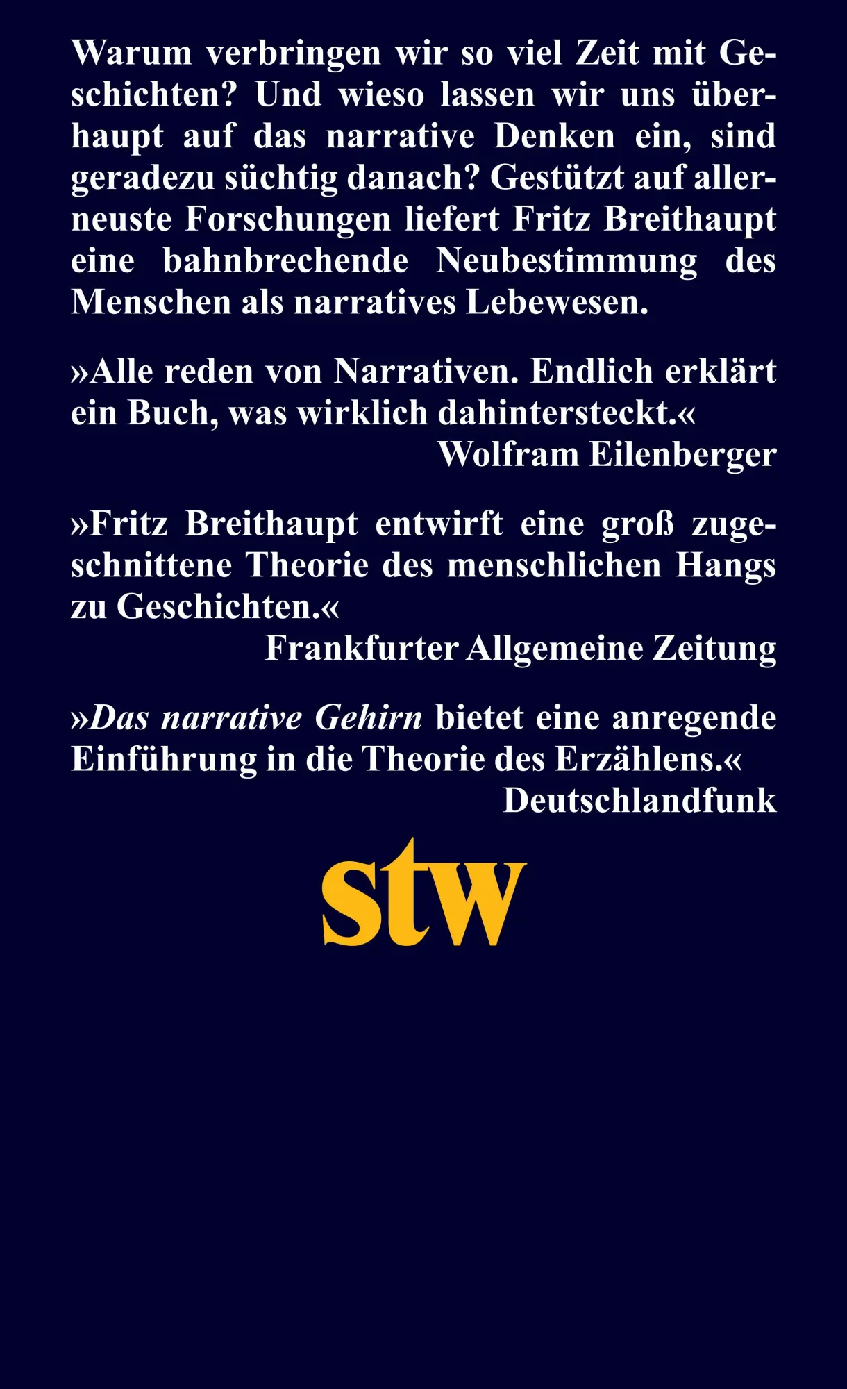 Rückseite: 9783518300626 | Das narrative Gehirn | Was unsere Neuronen erzählen | Fritz Breithaupt