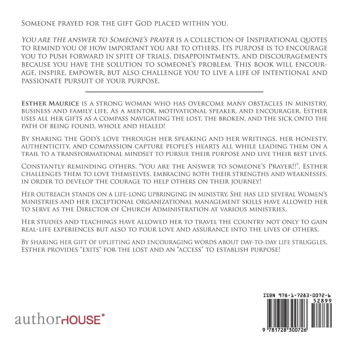 Rückseite: 9781728300726 | You Are the Answer to Someone's Prayer | Esther Maurice | Taschenbuch