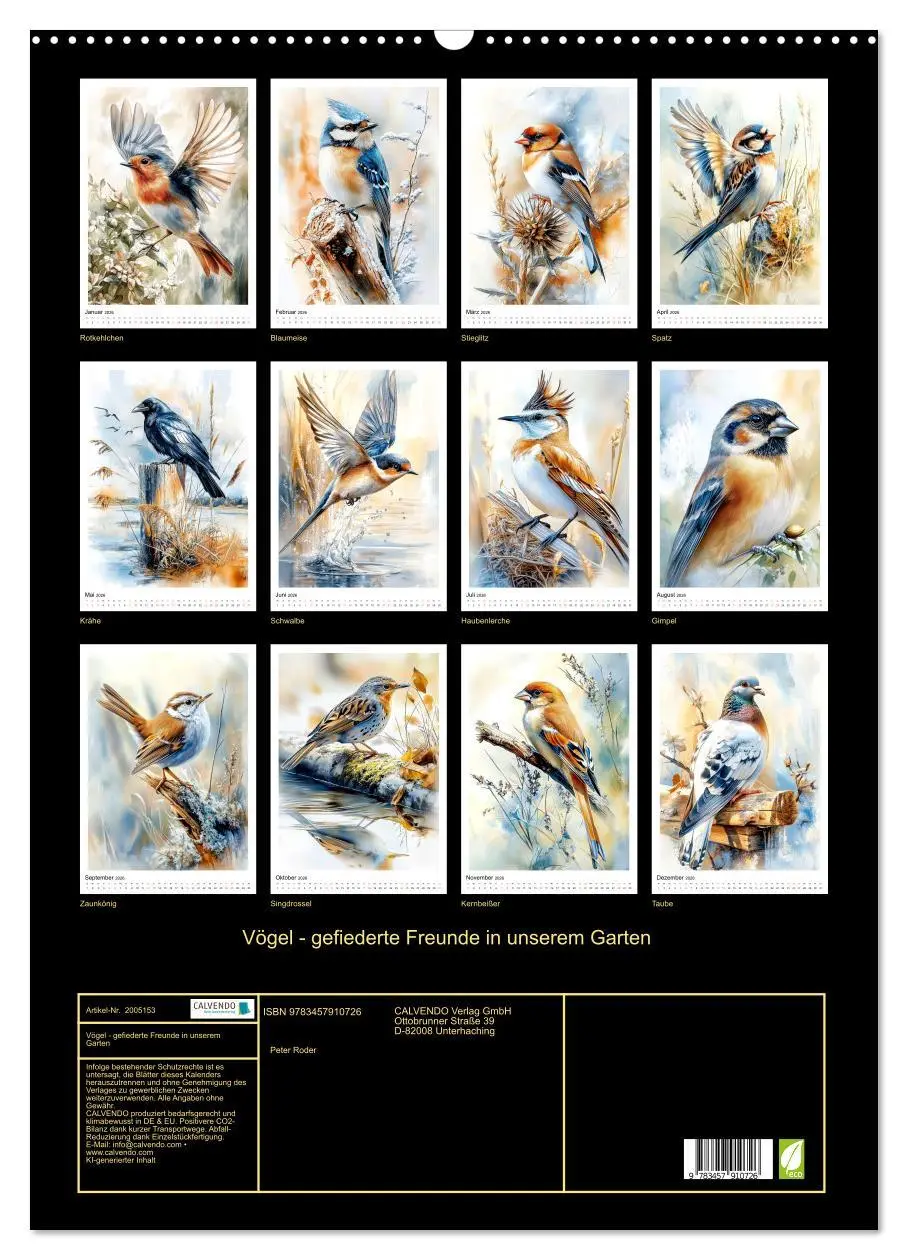 Bild: 9783457910726 | Vögel - gefiederte Freunde in unserem Garten (Wandkalender 2026 DIN...