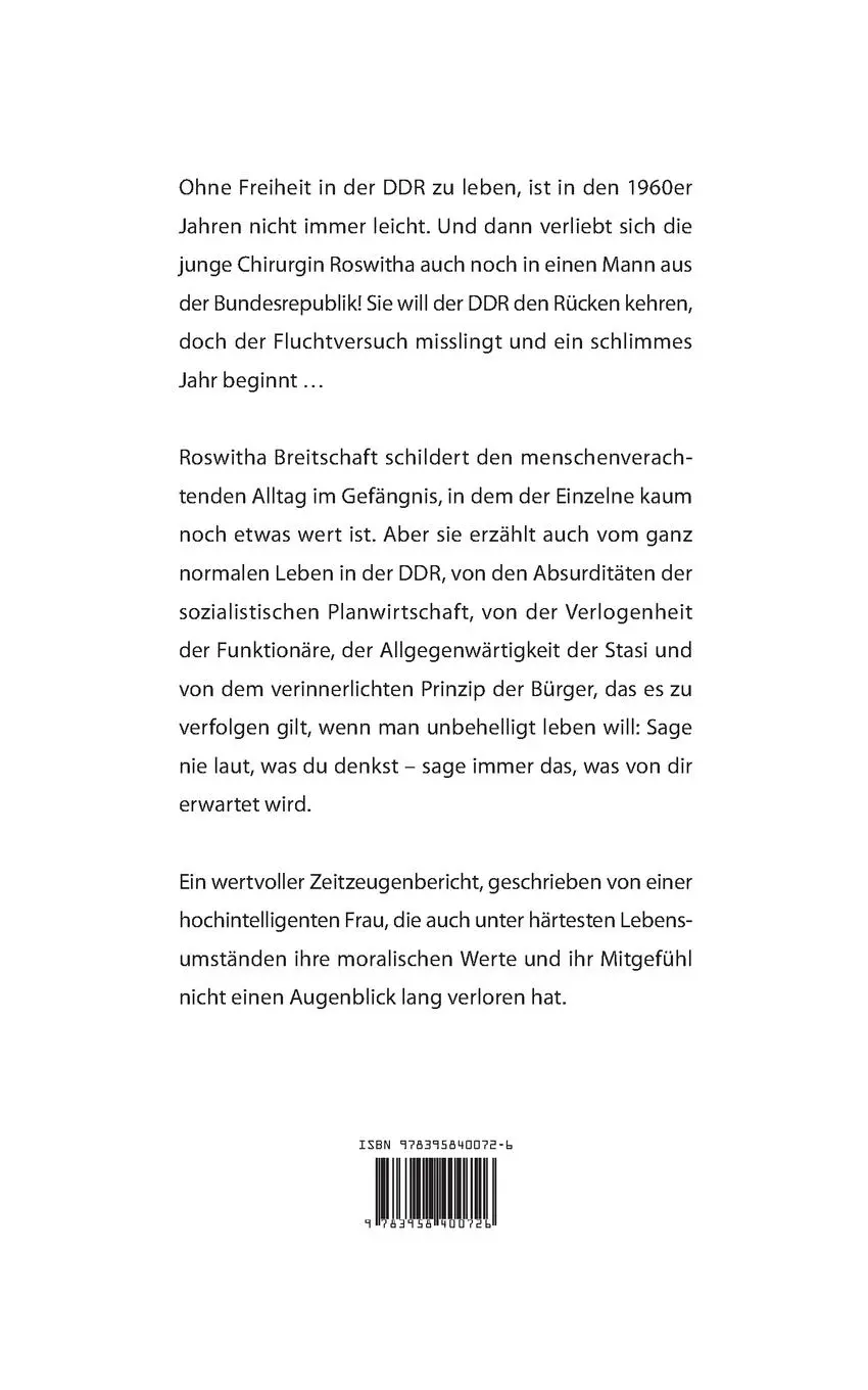 Rückseite: 9783958400726 | Das schlimme Jahr | Mein Weg aus der DDR in die Freiheit | Breitschaft
