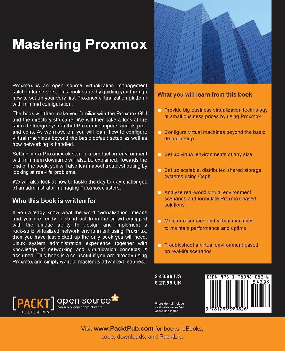 Rückseite: 9781783980826 | Mastering Proxmox | Wasim Ahmed | Taschenbuch | Englisch | 2014