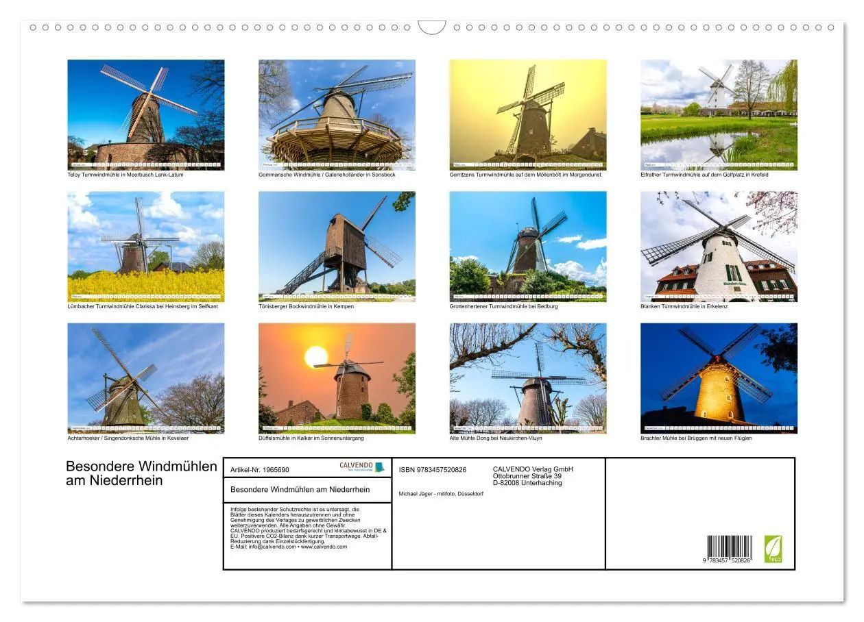 Bild: 9783457520826 | Besondere Windmühlen am Niederrhein (Wandkalender 2026 DIN A2...
