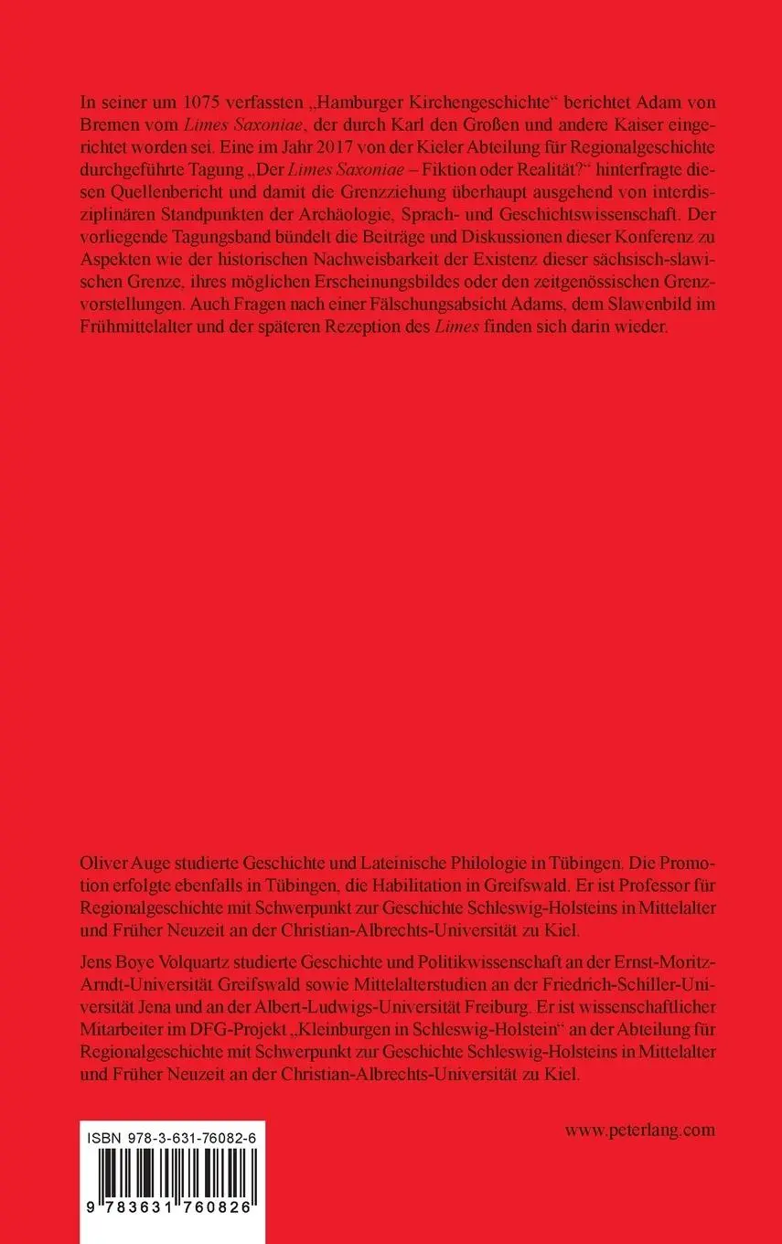 Rückseite: 9783631760826 | Der Limes Saxoniae | Oliver Auge (u. a.) | Buch | Kieler Werkstücke